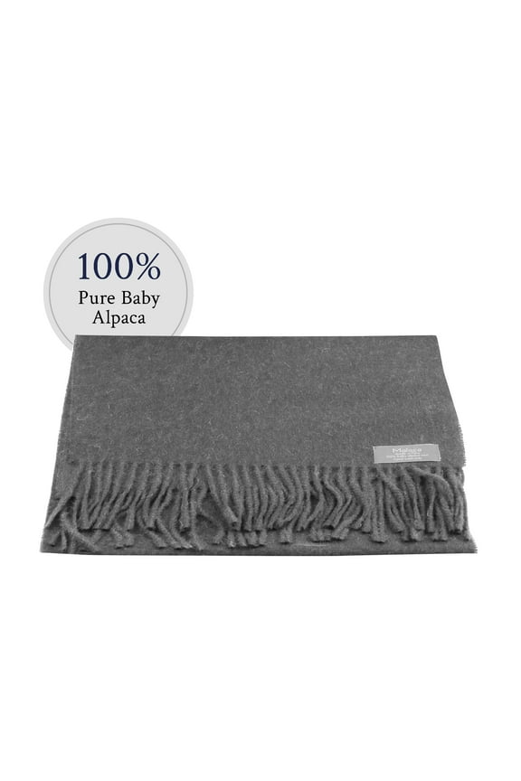 Maloca Baby Alpaca Classic Scarf for Woman and Men, Hypoallergenic, Soft and Warm Cozy Scarf, Pure Peruvian Alpaca, Charcoal