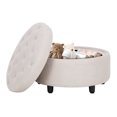 thumbnail image 1 of Malol Fabric Round Storage Ottoman with Storage and Reversible Tray, Multi-Functional Footrest, Sturdy & Stylish Small Coffee Table, Beige, 1 of 7