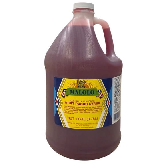 Malolo Fruit Punch Syrup, 1 Gallon Jug, 1.3 fl. oz Serving Size (Milk-Free)