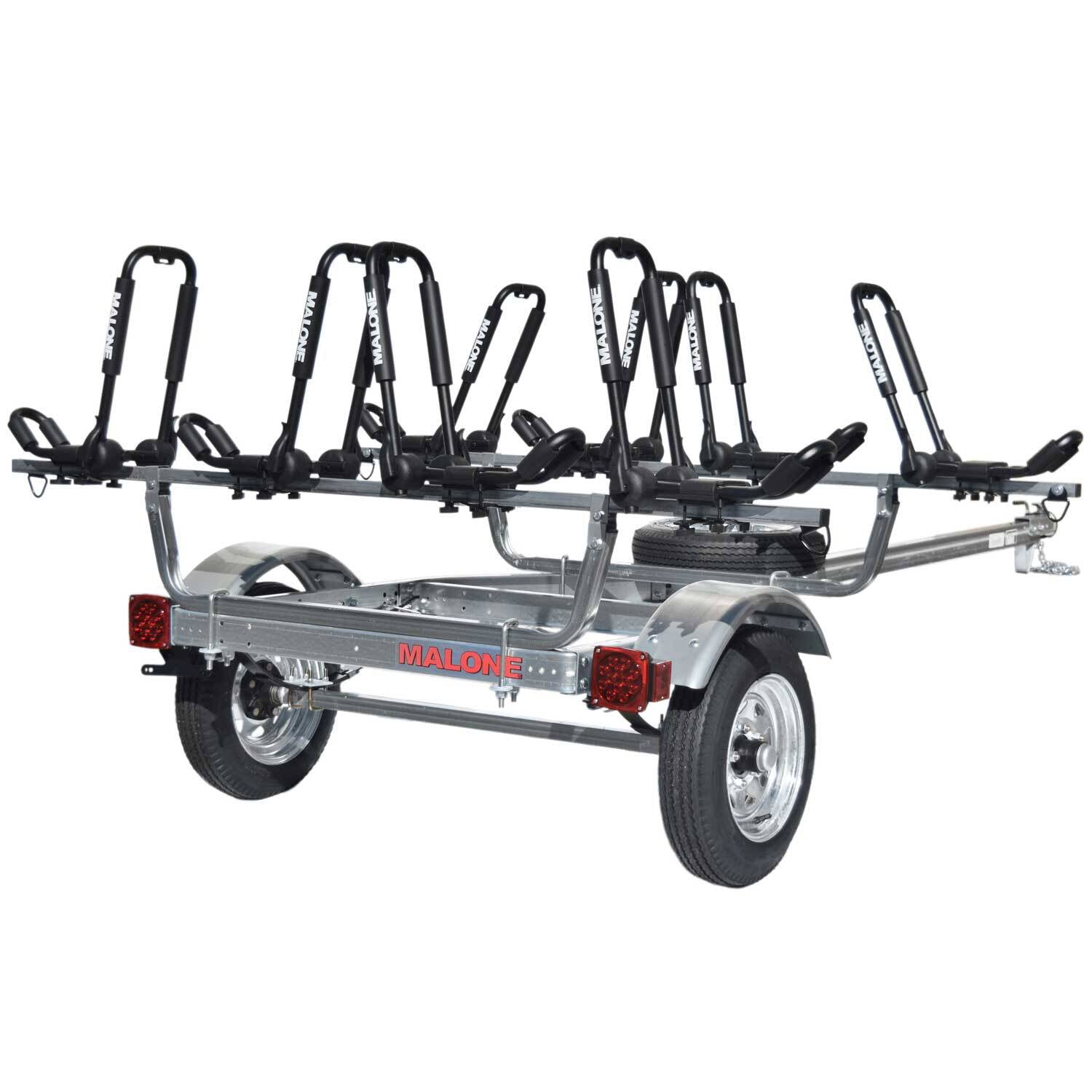 Malone Auto Racks LED Lighting Steel Single Axle 800 lb Capacity FoldAway-J Kayak Trailer