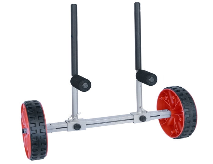 Silver Aluminum Folding Kayak Cart with Red Airless Tires