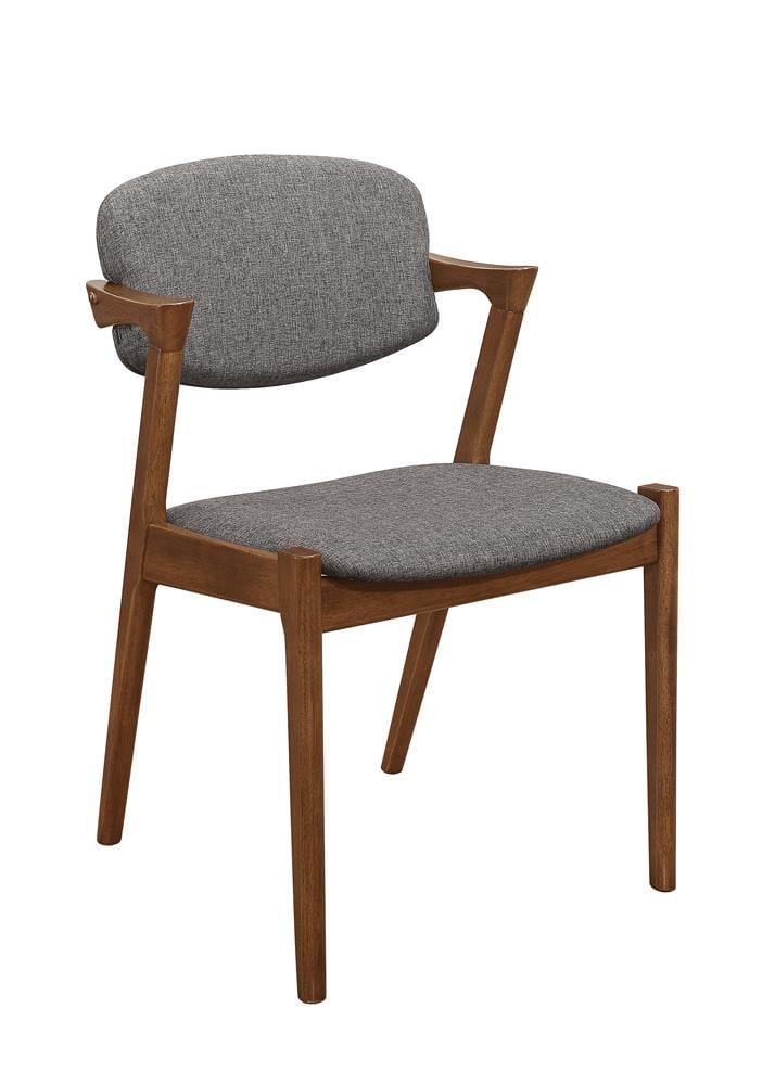 Modern Gray Upholstered Parsons Side Chair with Dark Walnut Legs