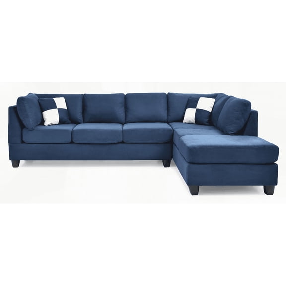 Malone G630B-SC Sectional Sofa (Without Ottoman) - Navy Blue | Multiple Color Options | Removable Backs | Flexible Setup