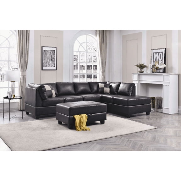 Malone G643B-SC Sectional (3 Boxes) - Black | Versatile for Small Spaces & Easy Assembly