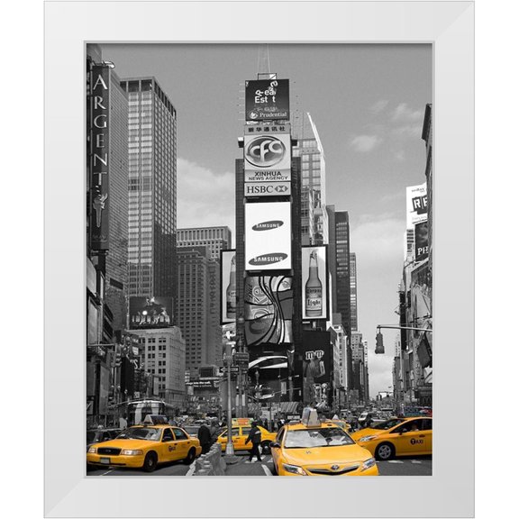 Maloratsky, Igor  20x24 White Modern Wood Framed Museum Art Print Titled - Yellow Cabs at Times Square North
