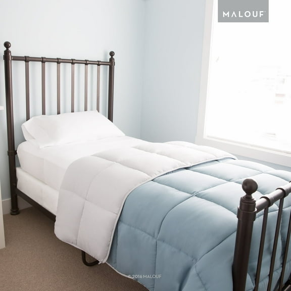 Malouf Woven Reversible Bed In a Bag Bedding Set, Twin, Blue/Gray