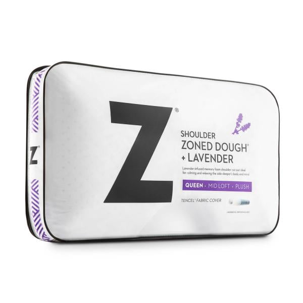Z-Zoned ACTIVEDOUGH shoulder pillow with all-natural lavender scent. Feels like a blend of latex and memory foam. Queen size.
