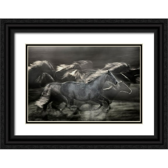 Malovrh, Milan 14x11 Black Ornate Wood Framed with Double Matting Museum Art Print Titled - In Gallop