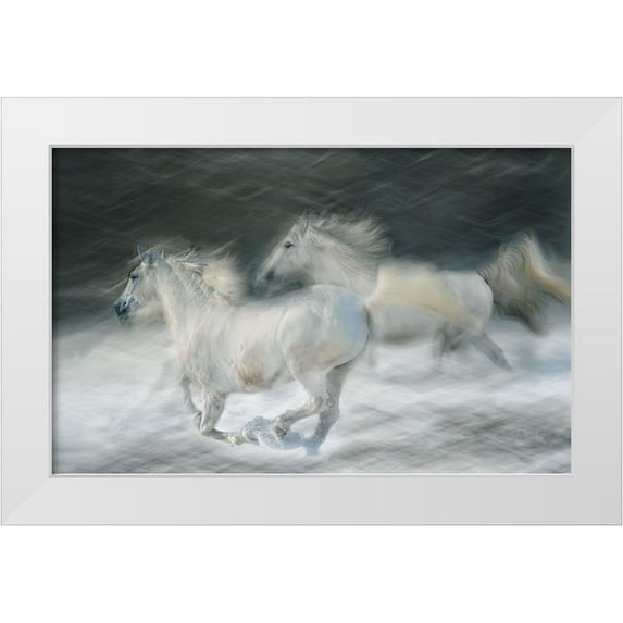 Malovrh, Milan 18x13 White Modern Wood Framed Museum Art Print Titled - Gallop In A Duel