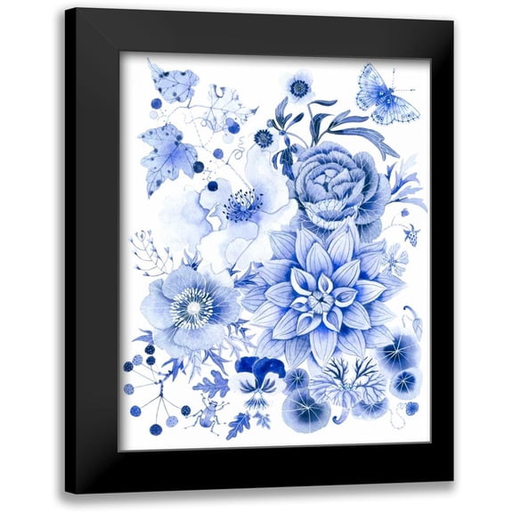 Malpas, Gabby 15x18 Black Modern Framed Museum Art Print Titled - Delft Blue Garden 2