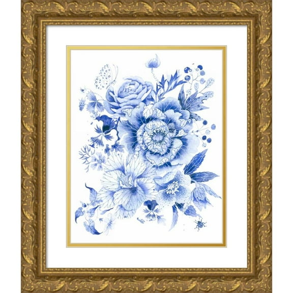 Malpas, Gabby 15x18 Gold Ornate Wood Framed with Double Matting Museum Art Print Titled - Delft Blue Garden 1