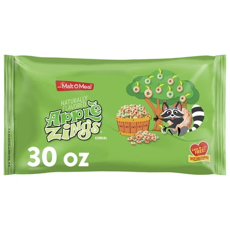 Malt-O-Meal Apple Zings Breakfast Cereal, Crunchy 30 oz Resealable Cereal Bag