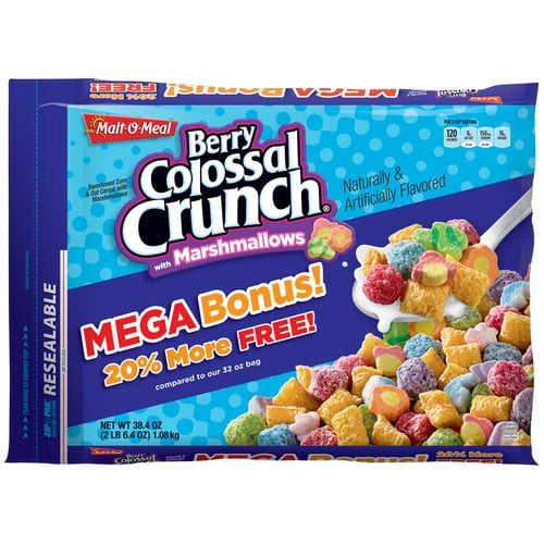 Malt-O-Meal Berry Colossal Crunch Cereal with Marshmallows, 38.4 oz
