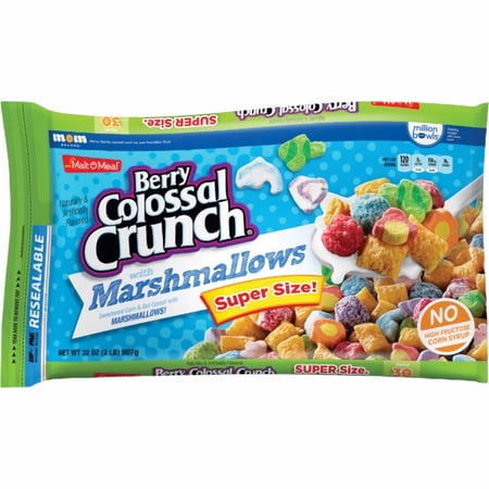 Malt-O-Meal Cereal Berry Colossal Crunch Marshmallows 32 oz Bag (Pack of 2)