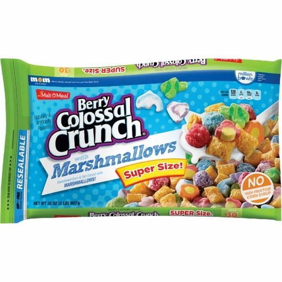 Malt-O-Meal Cereal Berry Colossal Crunch Marshmallows 32 oz Bag (Pack of 3)