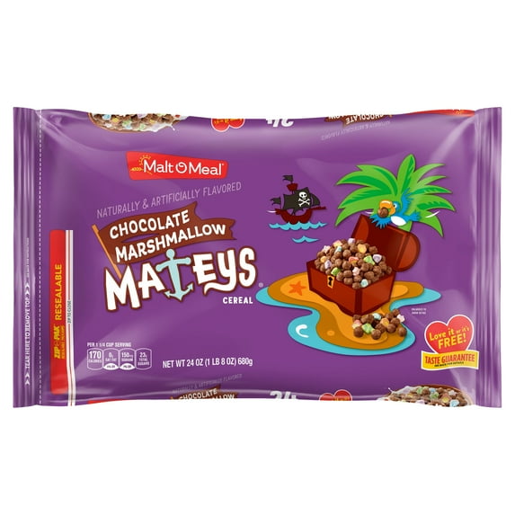 Malt-O-Meal, Chocolate Marshmallow Mateys Breakfast Cereal, Family Size, 24 oz Plastic Bag