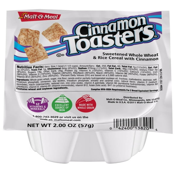 Malt O Meal Cinnamon Toaster Cereal, 2 Ounce -- 48 per case.