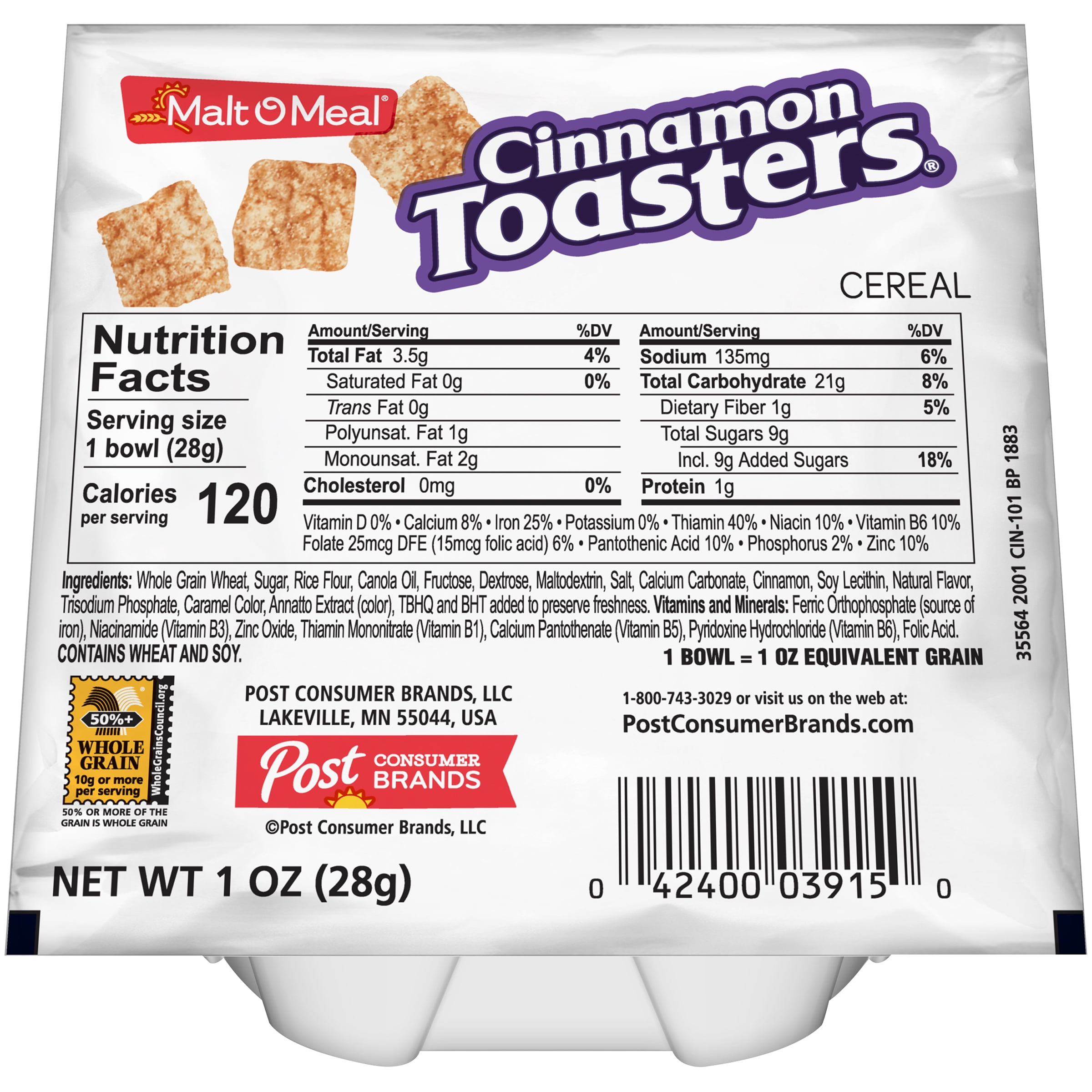 MaltOMeal Cinnamon Toasters® Breakfast Cereal, Bulk Bagged Cereal, 1 Ounce 1 count