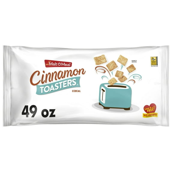 Malt-O-Meal Cinnamon Toasters Breakfast Cereal, Crunchy Cinnamon Cereal Squares, 49 oz (Pack 4)