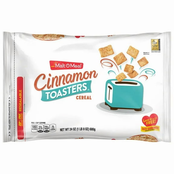 Malt-O-Meal Cinnamon Toasters Breakfast Cereal, Family Size Cereal Bag Pack of 4