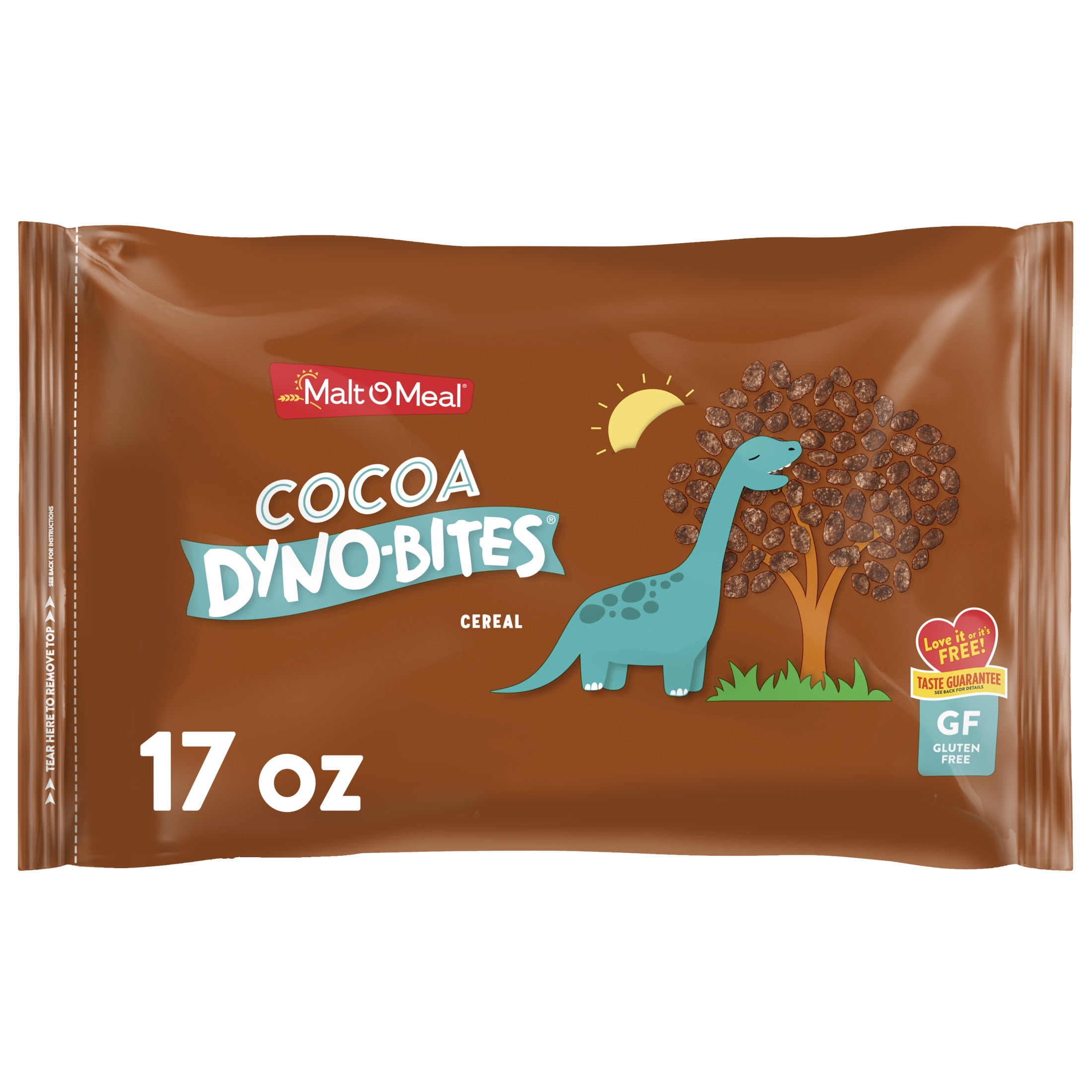 Malt-O-Meal Cocoa Dyno Bites Gluten Free Breakfast Cereal, Crunchy 17 oz Resealable Cereal Bag