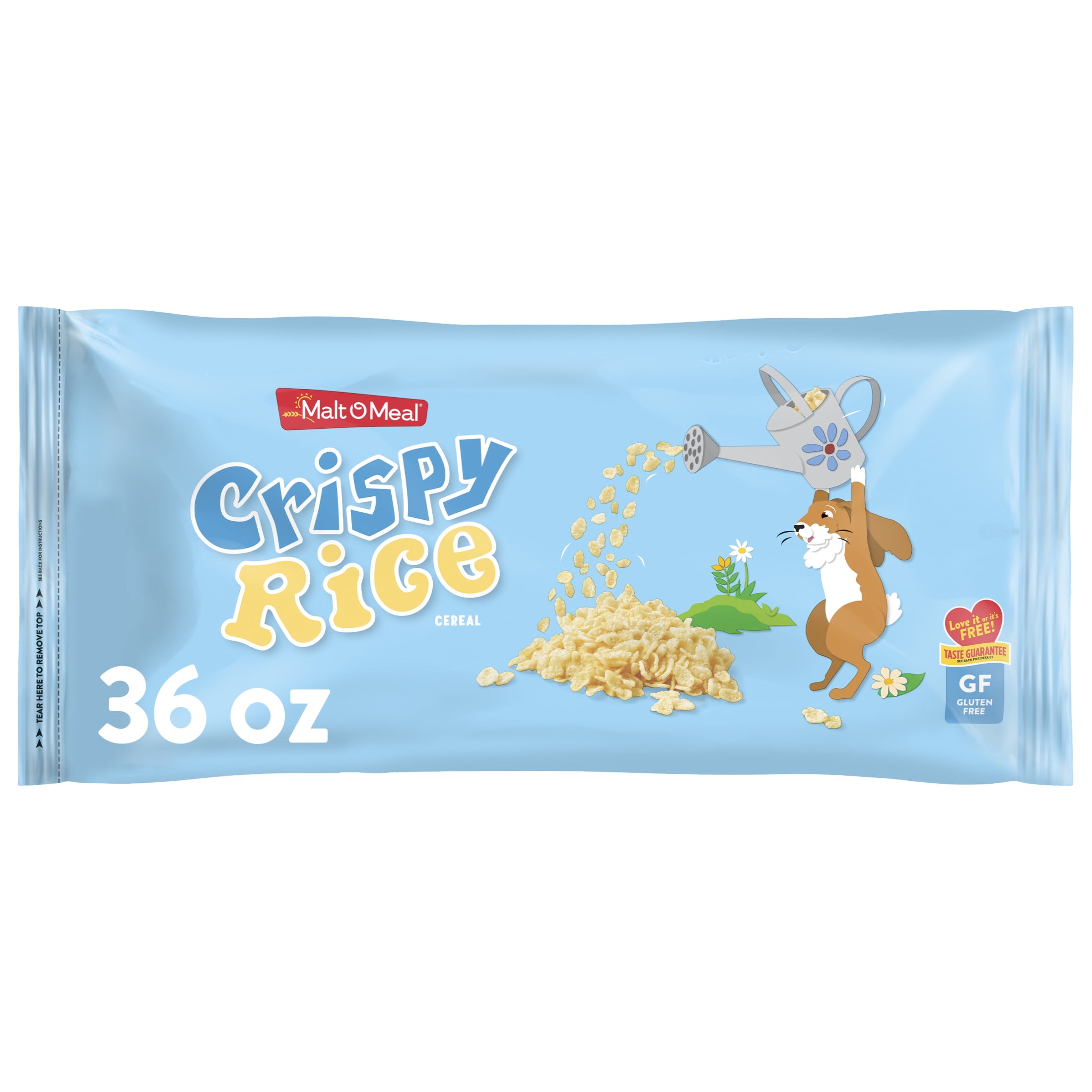 Malt-O-Meal Crispy Rice Cereal, Gluten Free Breakfast Cereal, Crunchy 36 oz Resealable Bag