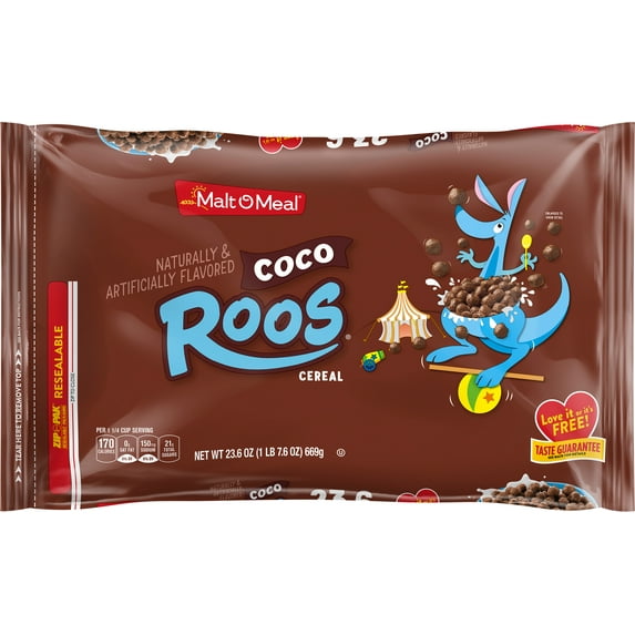 Malt-O-Meal, Family Pack, Crispy, Coco Roos Breakfast Cereal, 23.6 oz Plastic Bag