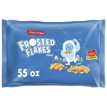Malt-O-Meal Frosted Flakes Cereal, Crunchy Frosty Flakes Breakfast Cereal, 55 oz Resealable Bag