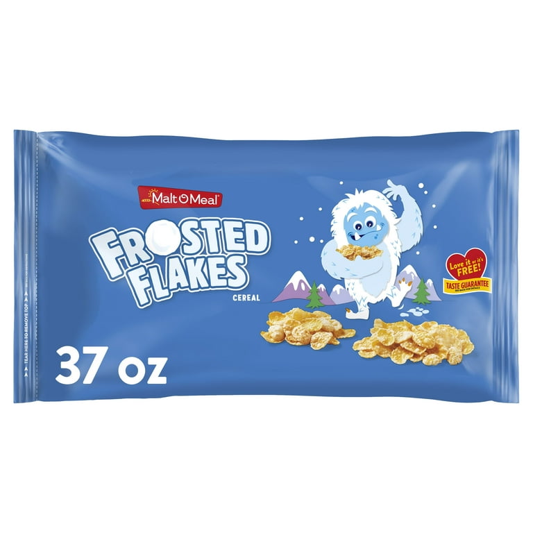 Malt-O-Meal Frosted Flakes Cereal, Frosty Flakes Breakfast Cereal, 37 oz  Resealable Cereal Bag