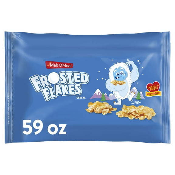Malt-O-Meal Frosted Flakes Cereal, Frosty Flakes Breakfast Cereal, 59 OZ Resealable Cereal Bag