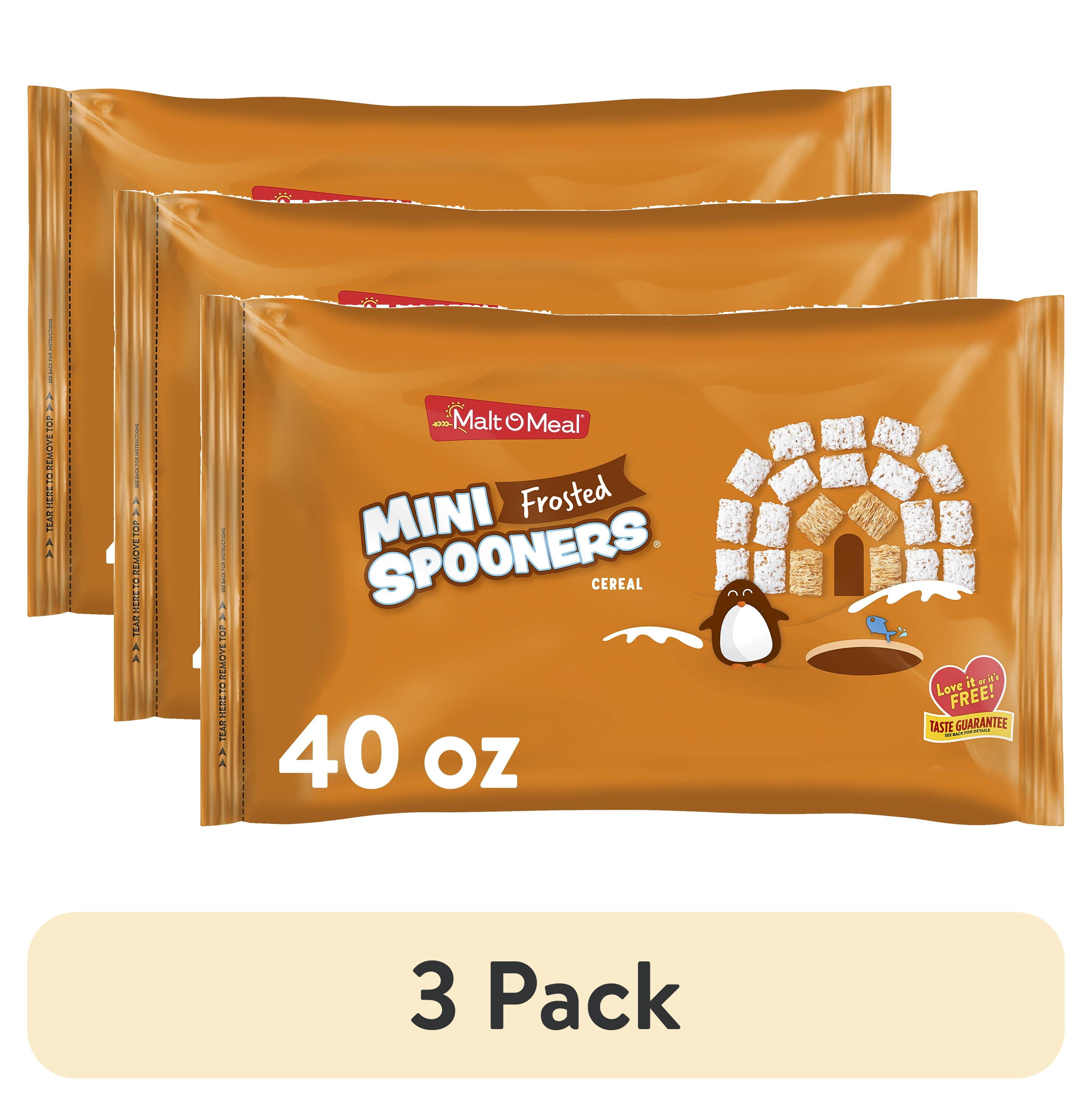 (3 pack) MaltOMeal Frosted Mini Spooners Shredded Wheat Cereal, Whole Grain Breakfast Cereal