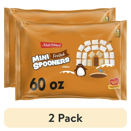 product image of (2 pack) Malt-O-Meal Frosted Mini Spooners, Shredded Wheat Whole Grain Wheat Cereal, 60 oz Resealable Bag