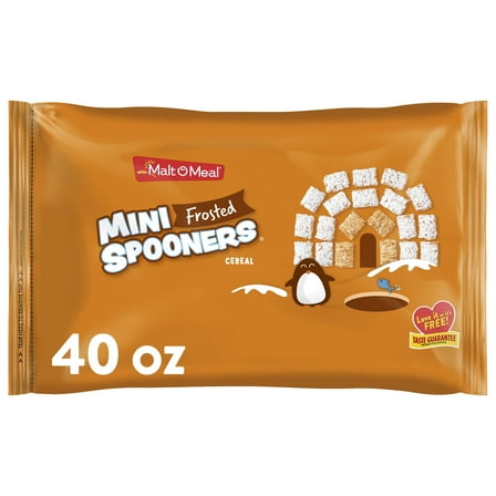 Malt-O-Meal Frosted Mini Spooners, Shredded Wheat Whole Grain Wheat Cereal, Crunchy 40 oz Bag