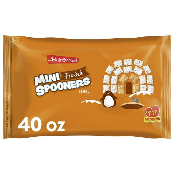 Malt-O-Meal Frosted Mini Spooners, Shredded Wheat Whole Grain Wheat Cereal, Crunchy 40 oz (Pack 2)