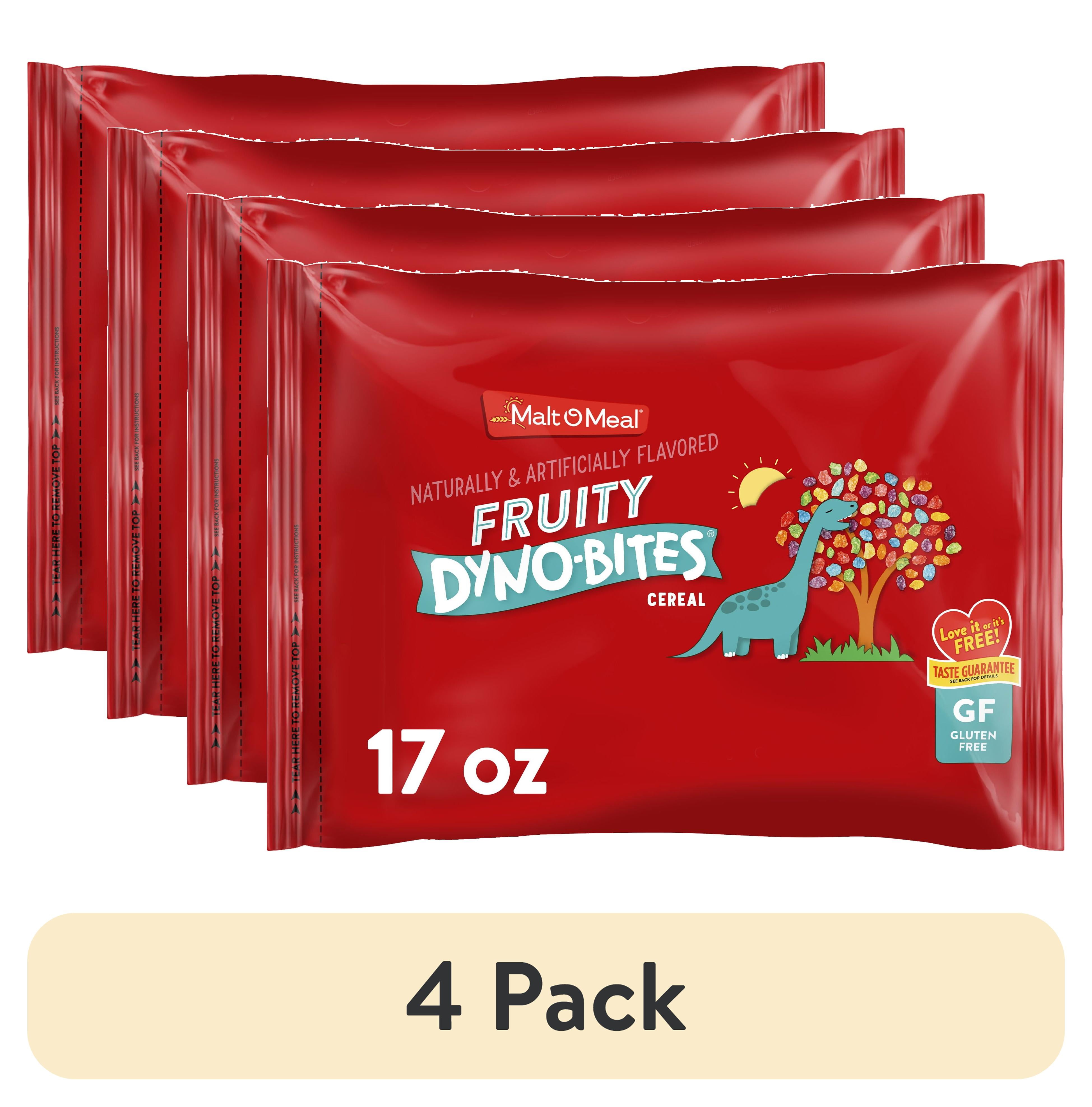 (4 pack) MaltOMeal Fruity Dyno Bites Cereal, Gluten Free Breakfast