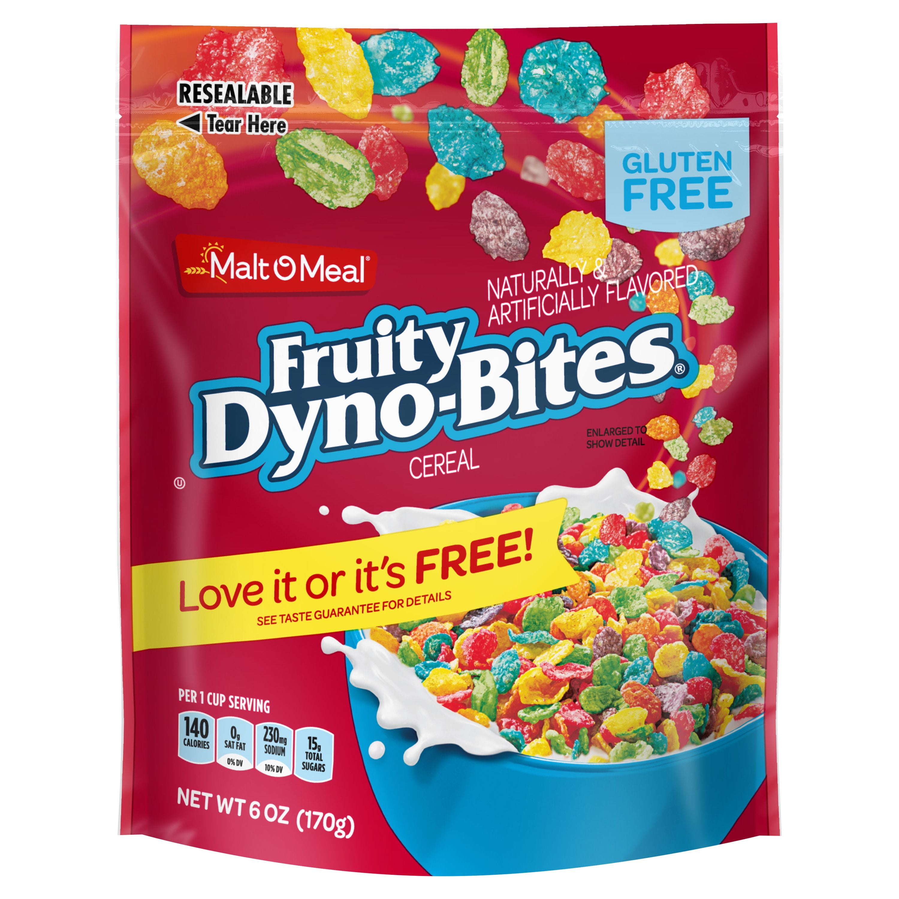 MaltOMeal Fruity Dyno Bites Cereal, Gluten Free Breakfast Cereal, 6