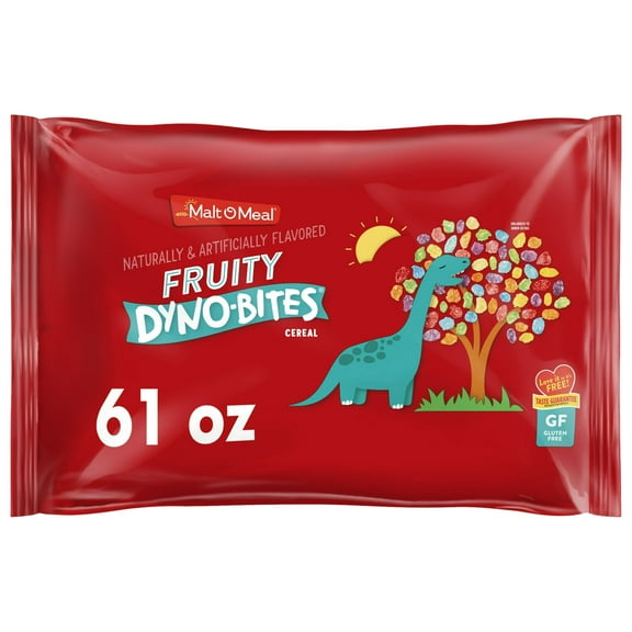 Malt-O-Meal Fruity Dyno Bites Cereal, Gluten Free Breakfast Cereal, Crunchy 61 oz (Pack 4)