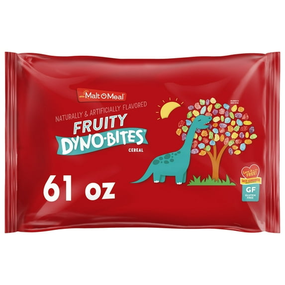 Malt-O-Meal Fruity Dyno Bites Cereal, Gluten Free Breakfast Cereal, Crunchy 61 oz (Pack 6)