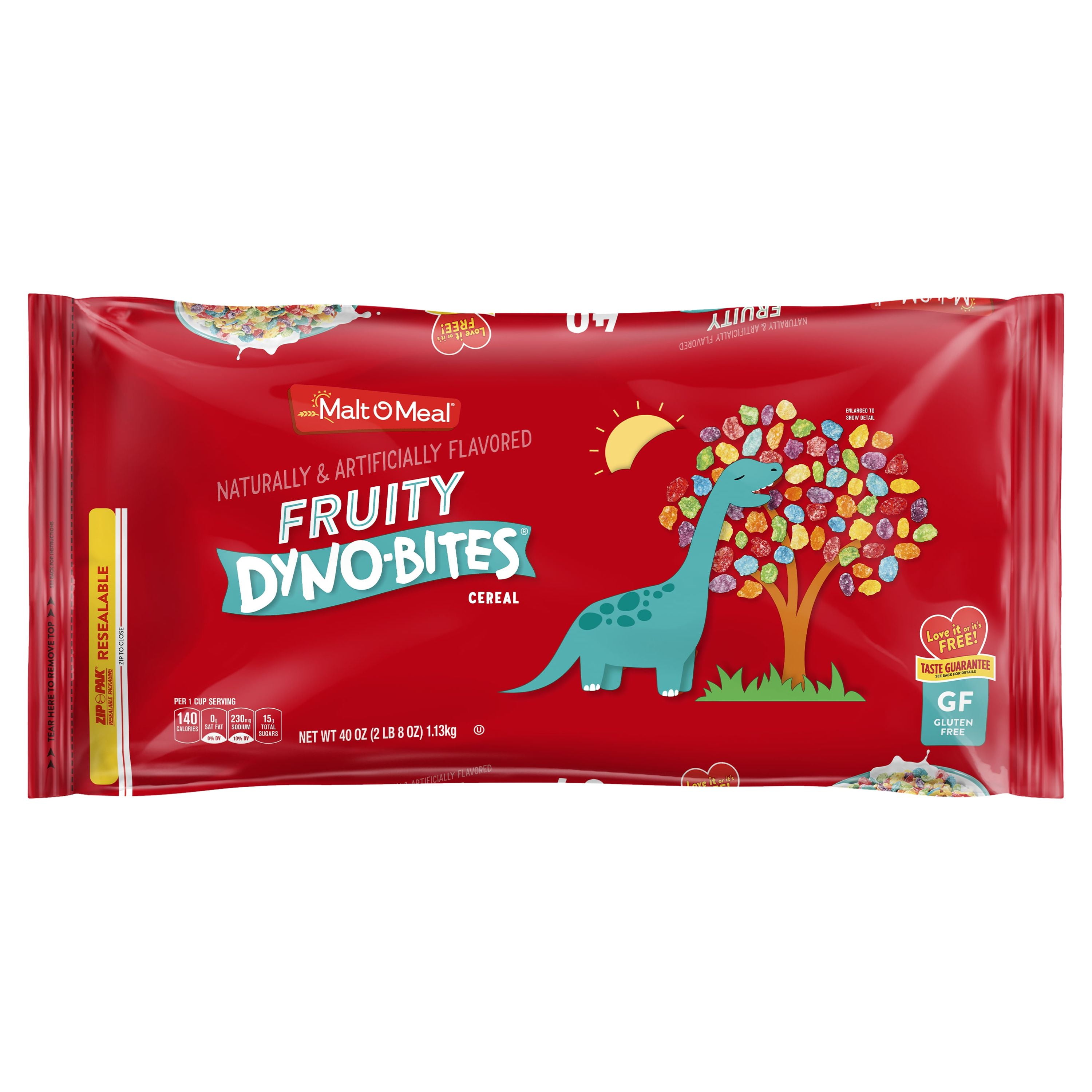 Malt-O-Meal Fruity Dyno Bites® Gluten Free Kids Breakfast Cereal, Family Size Bulk Bagged Cereal, 40 oz - 1 Ct
