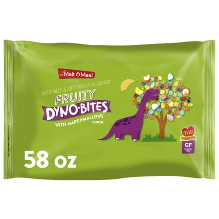 Malt-O-Meal Fruity Dyno Bites with Marshmallows Kids Breakfast Cereal, Gluten Free, Crunchy 58oz Bag