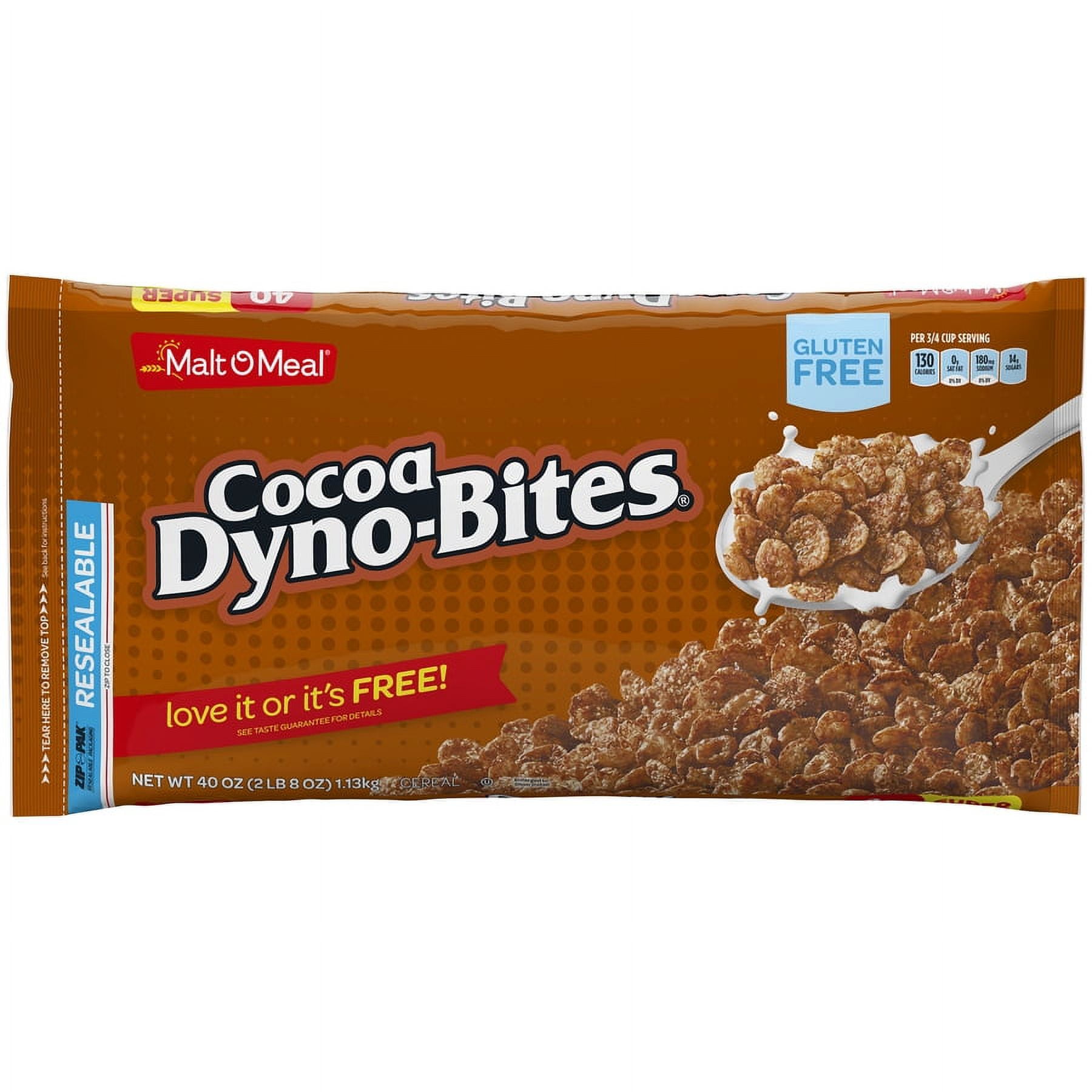 MaltOMeal Gluten Free Breakfast Cereal, Cocoa DynoBites, 40 Oz, Bag