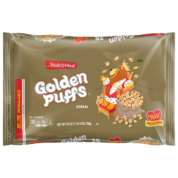 Malt-O-Meal, Golden Puffs Breakfast Cereal, Family Size Bag, 25 oz