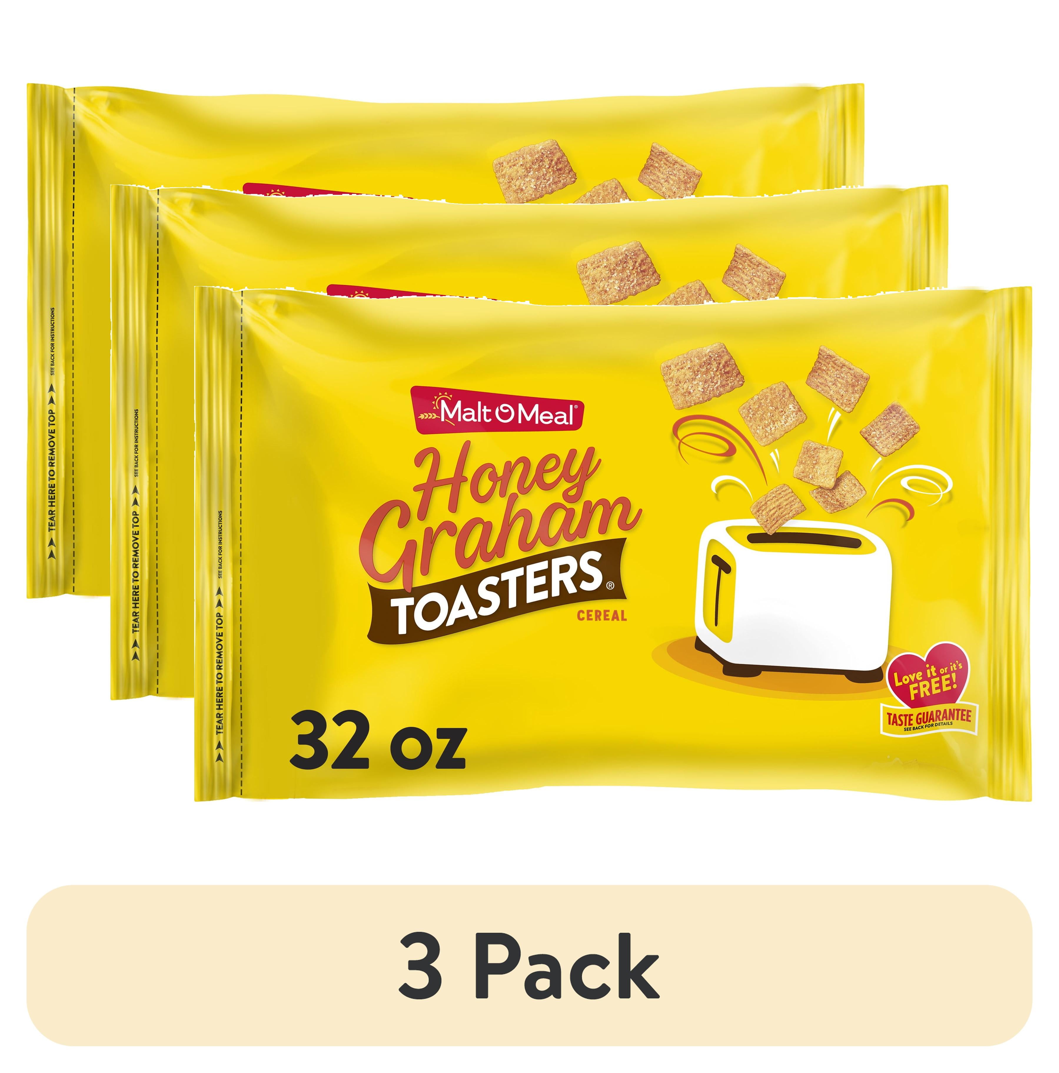 (3 pack) MaltOMeal Honey Graham Toasters Breakfast Cereal, Honey