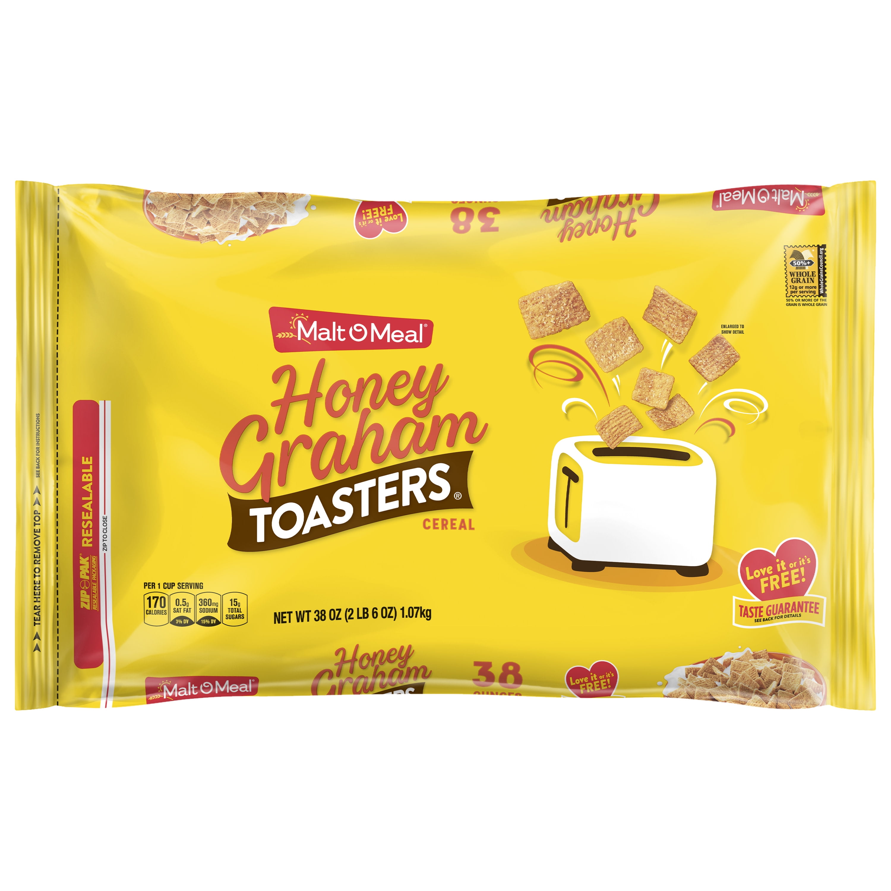 MaltOMeal Honey Graham Toasters Breakfast Cereal, Honey Graham Cereal