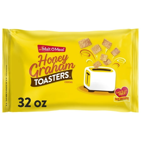 product image of Malt-O-Meal Honey Graham Toasters Breakfast Cereal, Honey Graham Squares, 32 oz Resealable Bag