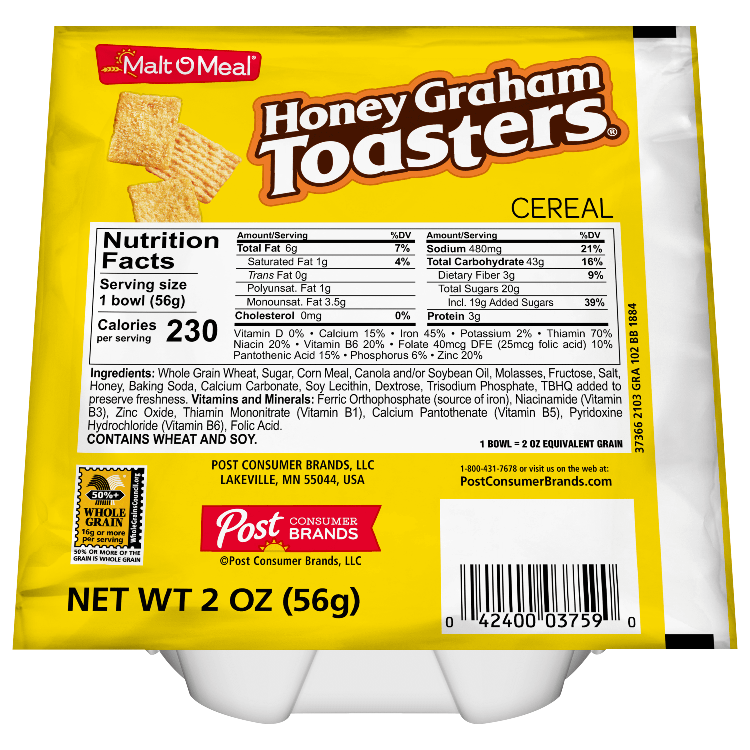 MaltOMeal Honey Graham Toasters® Breakfast Cereal, Super Size Bulk