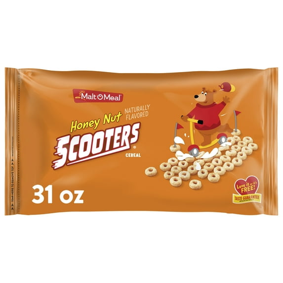 Malt-O-Meal Honey Nut Scooters Breakfast Cereal, Oat Cereal & Honey Flavor , Crunchy 31 oz Bag