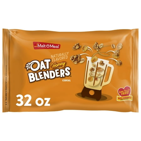 Malt-O-Meal Honey & Oat Blenders®, Kids Cereal, Family Size Bulk Bagged Cereal, Crunchy 32 oz Bag
