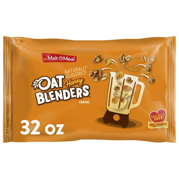 Malt-O-Meal Honey & Oat Blenders®, Kids Cereal, Family Size Bulk Bagged Cereal, Crunchy 32 oz Bag