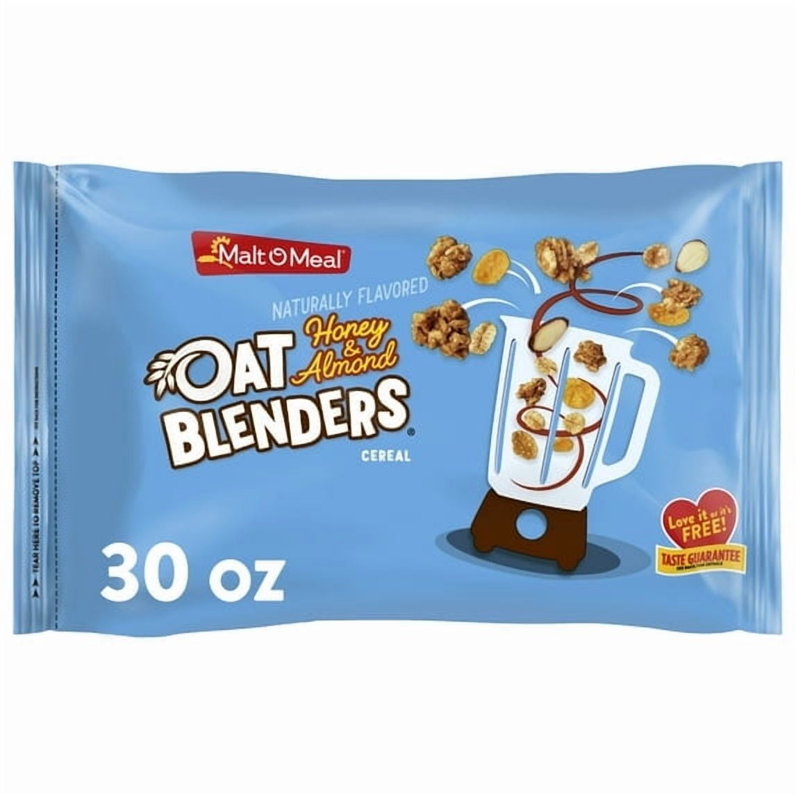 Malt-O-Meal Honey & Oat Blenders® with Almonds Breakfast Cereal, Family Size Bag, Crunchy 30oz Bag(pack of 2)